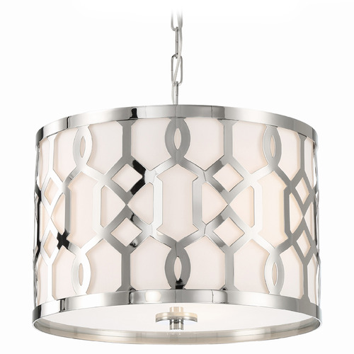 Crystorama Lighting Jennings Polished Nickel Pendant Light with Drum Shade