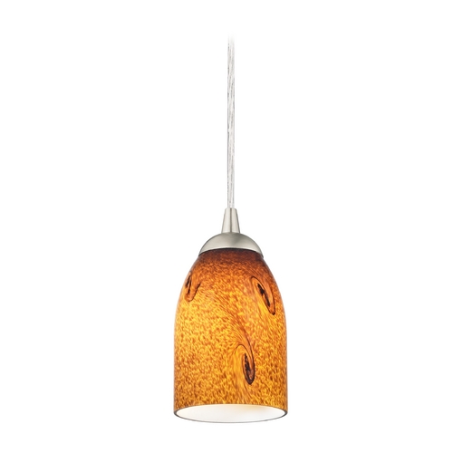 Design Classics Lighting Modern Mini-Pendant Light with Brown Art Glass 582-09 GL1001D