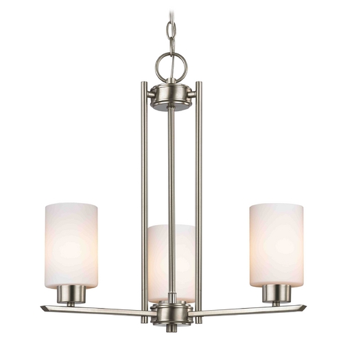 Craine 3-Light Chandelier in Satin Nickel with White Cylinder Glass