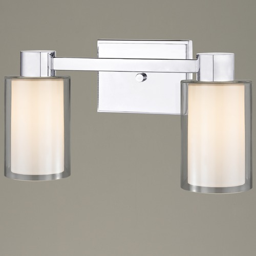 Design Classics Lighting 2-Light Frosted Glass Bathroom Light Chrome 2102-26 GL1061 GL1040C