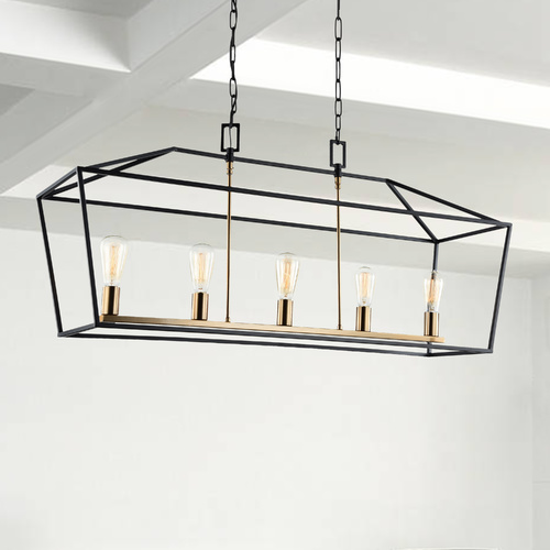 Scatola Rusty Black & Aged Gold Chandelier by Matteo Lighting