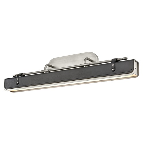 Valise Aged Nickel & Tuxedo Leather LED Bathroom Light by Alora Lighting