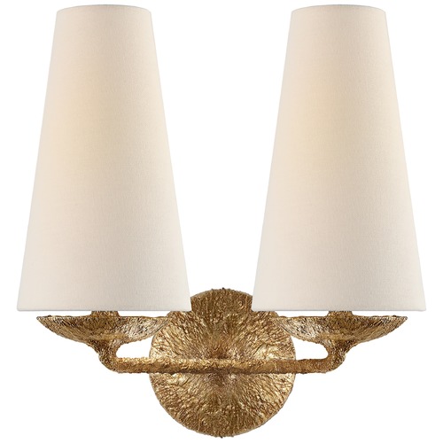 Aerin Fontaine Double Sconce in Gilded Plaster by Visual Comfort Signature