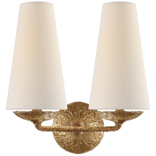 Visual Comfort Signature Collection Aerin Fontaine Double Sconce in Gilded Plaster by Visual Comfort Signature ARN2202GPL