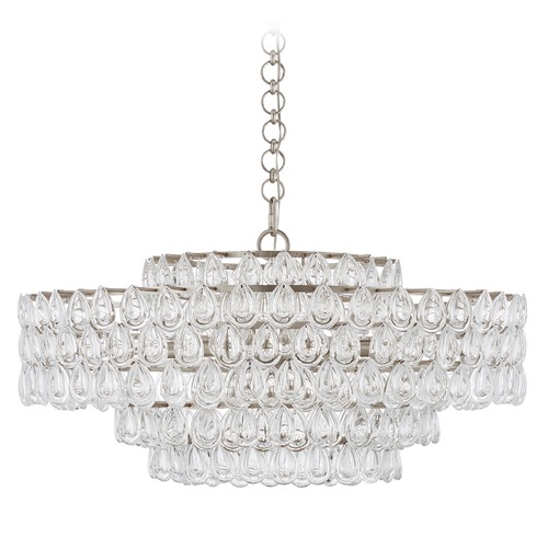 Visual Comfort Signature Collection Aerin Liscia Large Chandelier in Silver Leaf by Visual Comfort Signature ARN5174BSLCG