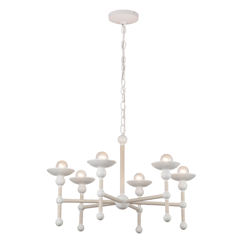 Nadine 25-Inch Chandelier in Matte White with Cotton by Alora Lighting