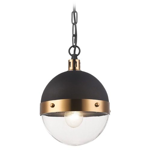 Matteo Lighting Torino Matte Black & Aged Gold Pendant by Matteo Lighting C61801AGCL