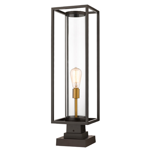 Z-Lite Dunbroch Deep Bronze & Outdoor Brass Post Light by Z-Lite 584PHBS-SQPM-DBZ