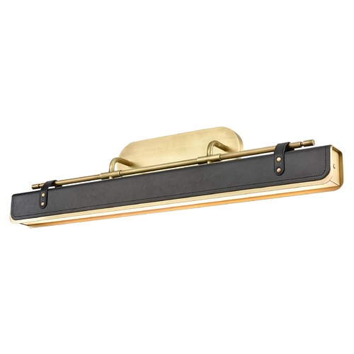 Valise Vintage Brass & Tuxedo Leather LED Bathroom Light by Alora Lighting