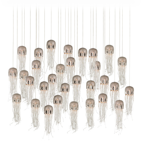 Currey and Company Lighting Currey and Company Medusa Nickel & Silver Multi-Light Pendant with Bowl / Dome Shade 9000-1031