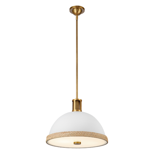 Doral Pendant in Matte White & Vintage Brass by Alora Lighting