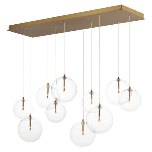 Et2 Global Natural Aged Brass LED Multi-Light Pendant with Globe Shade