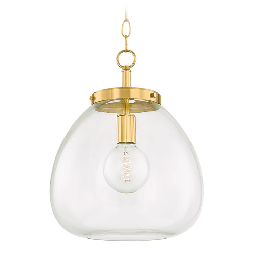 Mitzi by Hudson Valley Mitzi Tara Large Aged Brass Clear Glass Pendant H997701L-AGB