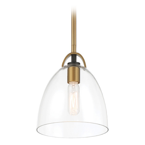 Minka Lavery Minka Lavery Sommersby Legacy Brass & Matte Black Mini-Pendant Light with Bowl / Dome Shade 5711-876