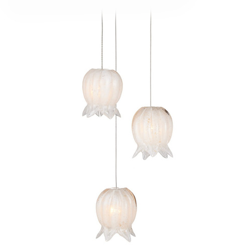 Currey and Company Polpo White / Silver Multi-Light Pendant with Bell Shade
