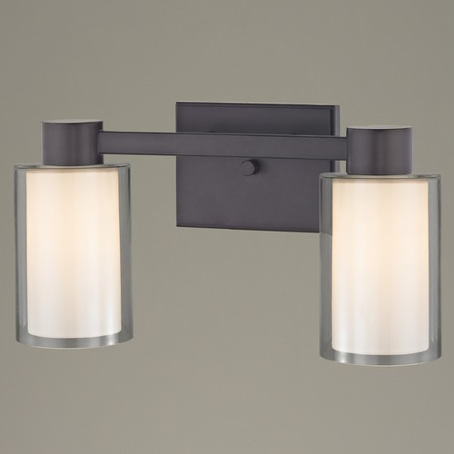 Design Classics Lighting 2-Light Frosted Glass Bathroom Light Bronze 2102-220 GL1061 GL1040C