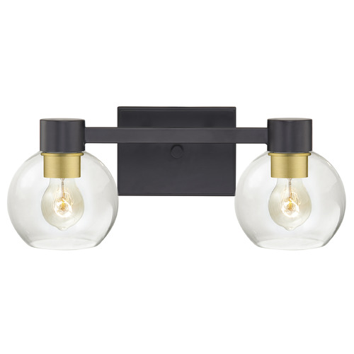 Design Classics Lighting Vashon 2-Light Bath Light in Matte Black & Brass by Design Classics 2102-07 BK SB G1832-CL