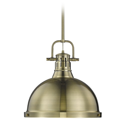 Golden Lighting Duncan Large Pendant in Aged Brass by Golden Lighting 3604-L AB-AB