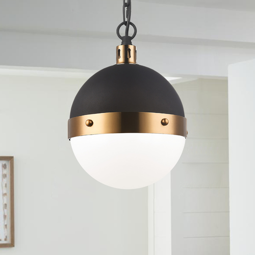 Matteo Lighting Torino Matte Black & Aged Gold Pendant by Matteo Lighting C61801AGOP