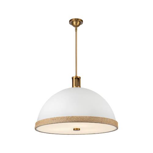 Doral Pendant in Matte White & Vintage Brass by Alora Lighting