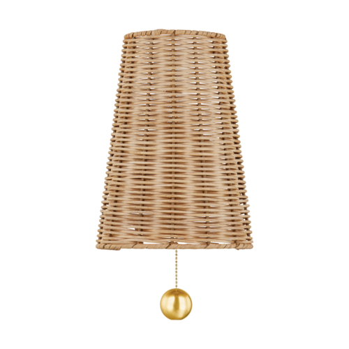 Naida Rattan Wall Sconce in Aged Brass by Mitzi by Hudson Valley