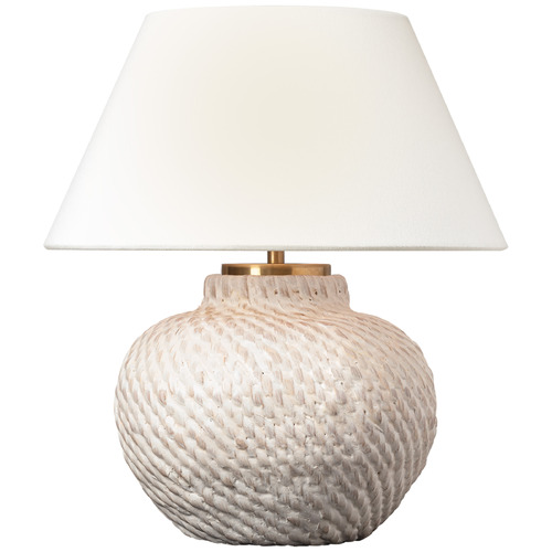 Visual Comfort Signature Collection Marie Flanigan Avedon Plaster White Rattan LED Accent Lamp