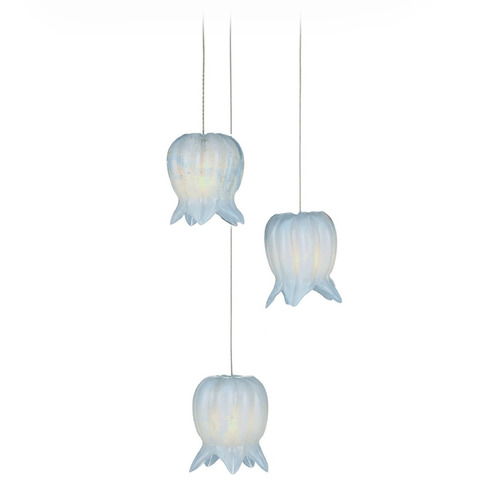 Currey and Company Polpo Blue / Silver Multi-Light Pendant with Bell Shade