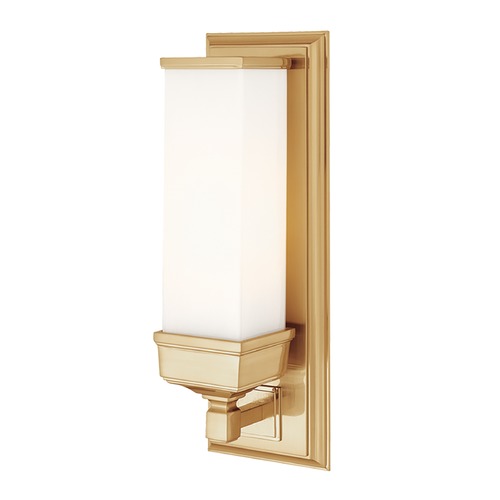 Hudson Valley Lighting Sconce Wall Light with White Glass in Aged Brass Finish 471-AGB