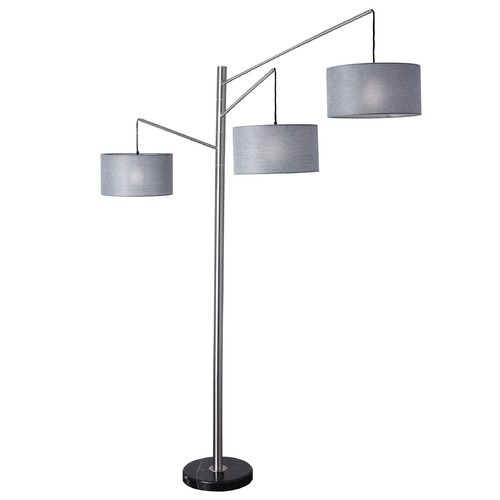 Adesso Home Wellington Brushed Steel Arc Lamp with Drum Shade