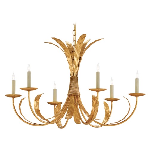 Currey and Company Lighting Bunny Williams Grecian Gold Leaf Chandelier by Currey & Company 9000-0186