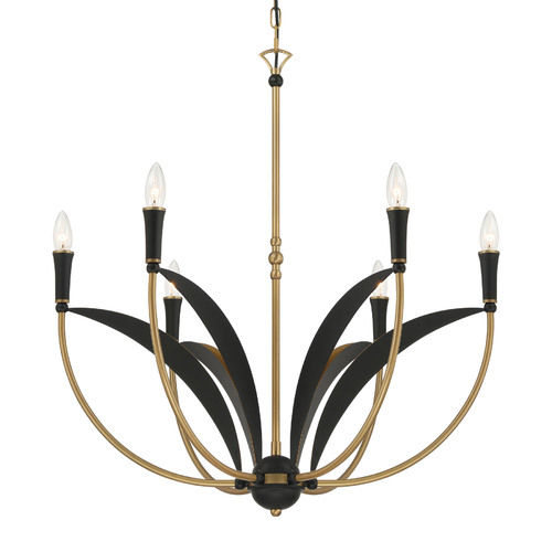 Miller 6-Light Chandelier in Brass & Sand Coal Black by Minka Lavery