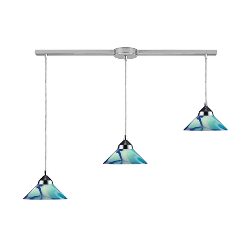 Elk Lighting Modern Art Glass Multi-Light Pendant Chrome Refraction by Elk Lighting 1477/3L-CAR