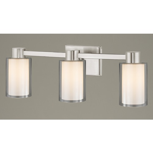 3-Light Frosted Glass Bathroom Light Satin Nickel