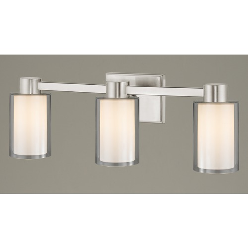 Design Classics Lighting 3-Light Frosted Glass Bathroom Light Satin Nickel 2103-09 GL1061 GL1040C