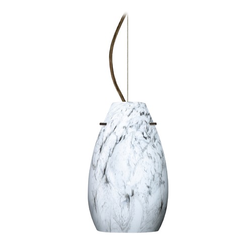 Besa Lighting Pera Bronze LED Mini-Pendant Light with Oblong Shade