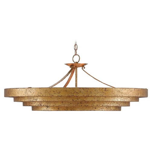 Currey and Company Bunny Williams Gold Leaf / White Pendant Light with Bowl / Dome Shade