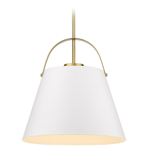 Z-Lite Z-Studio Matte White & Heritage Brass Pendant by Z-Lite 726P18-MW+HBR