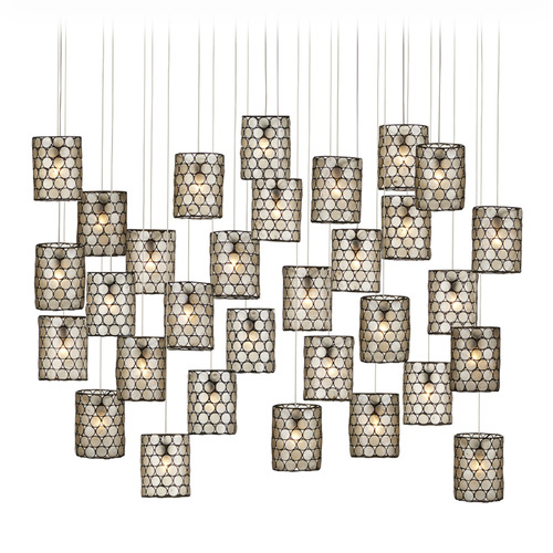 Currey and Company Lighting Currey & Company Regatta 30-Light Linear Multi-Drop Pendant Cupr Silver 9000-1052