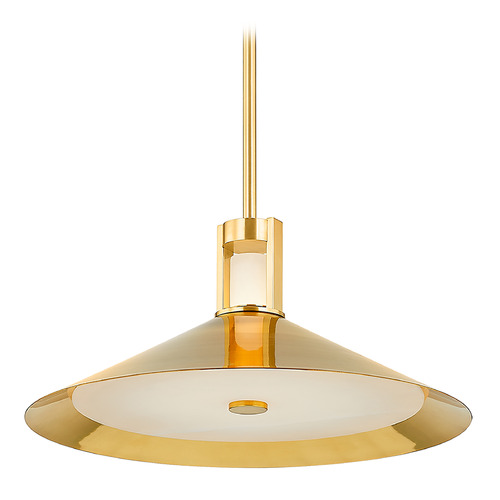Hudson Valley Lighting Clermont Aged Brass LED Pendant Light with Coolie Shade