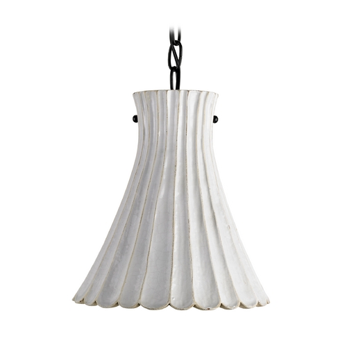 Jazz Pendant in White Crackle/Satin Black by Currey & Company