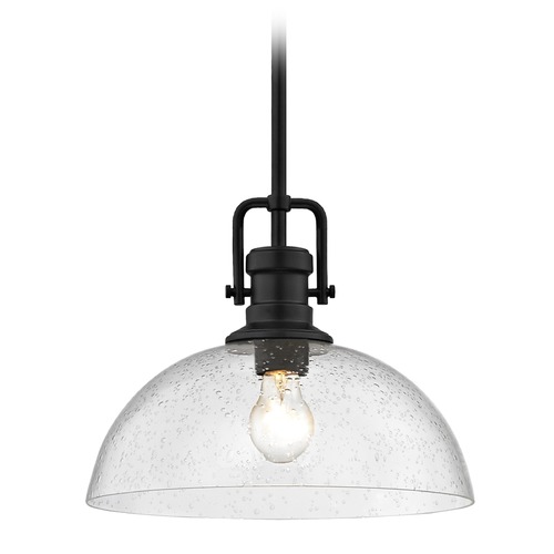 Seeded Glass Black Pendant Light 13-Inch Wide