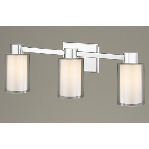 Design Classics Lighting 3-Light Frosted Glass Bathroom Light Chrome 2103-26 GL1061 GL1040C