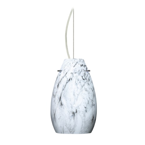 Besa Lighting Pera Satin Nickel LED Mini-Pendant Light with Oblong Shade