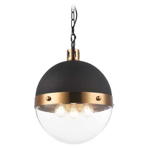 Torino Matte Black & Aged Gold Pendant by Matteo Lighting