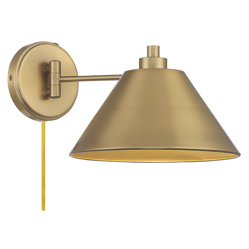 8-Inch High Convertible Wall Sconce in Natural Brass by Meridian