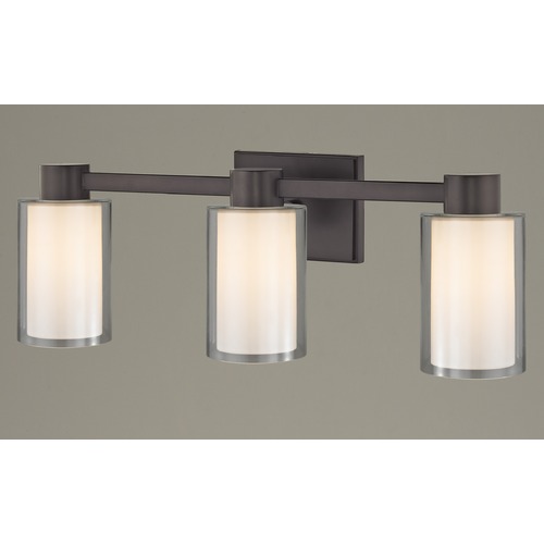 Design Classics Lighting 3-Light Frosted Glass Bathroom Light Bronze 2103-220 GL1061 GL1040C