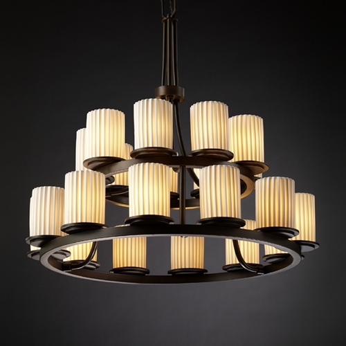 Justice Design Group Justice Design Limoges 2-Tier 21-Light Chandelier in Dark Bronze POR-8767-10-PLET-DBRZ