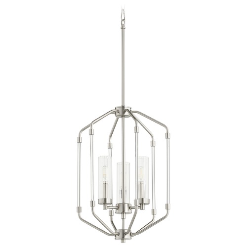 Quorum Lighting Citadel Satin Nickel Pendant with Cylindrical Shade by Quorum Lighting 6963-3-65