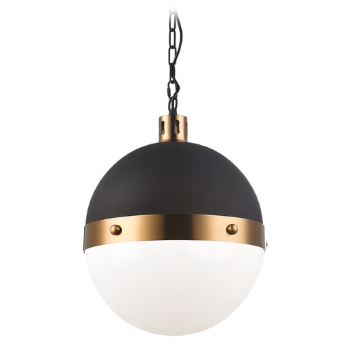 Matteo Lighting Torino Matte Black & Aged Gold Pendant by Matteo Lighting C61803AGOP