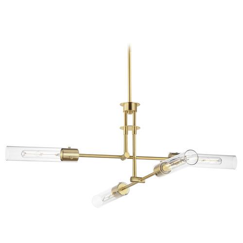 Maxim Lighting Equilibrium Natural Aged Brass LED Pendant Light with Cylindrical Shade